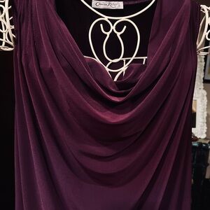 Claudia Richard Deep Plum Draped Top Used, Size XL
